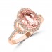 2.74 Ct Oval Shaped Morganite and Diamond Anniversary Band in 14k Rose Gold  ( G-H Color SI-2 I1 Clarity)